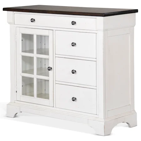 Cottage Dining Server with Glass Door and Adjustable Shelving